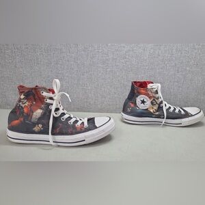 Converse Graphic High-Tops in Red and Black Harley Quinn